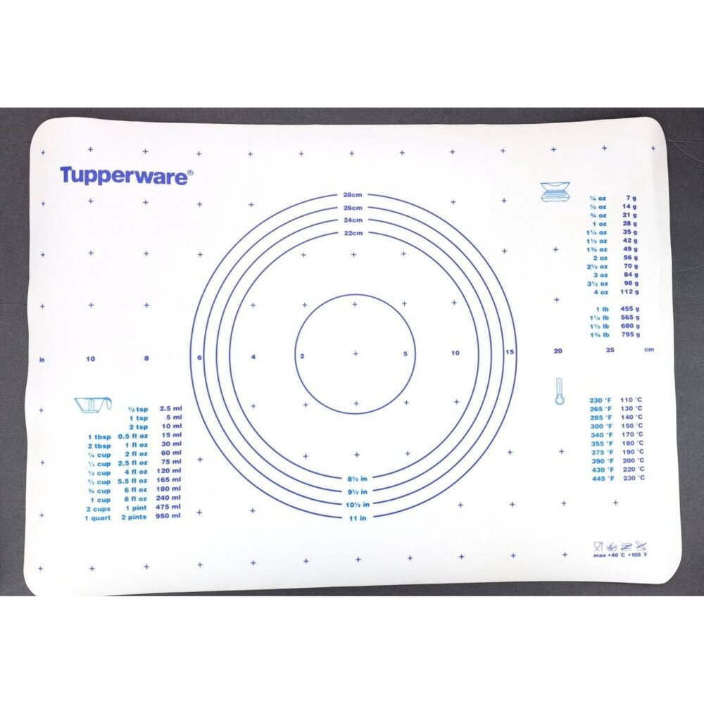 Vintage Tupperware Pastry Mat Berry Bliss Measure Guide Conversion US & Metric